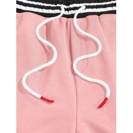 Streetwear Pure Color Drawstring Sweat Shorts