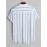 Vertical Striped Button Placket Stand Collar Popover Shirt